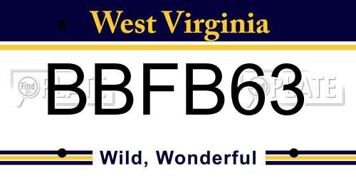 BBFB63 West Virginia License Plate
