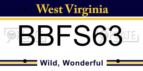 BBFS63 West Virginia License Plate