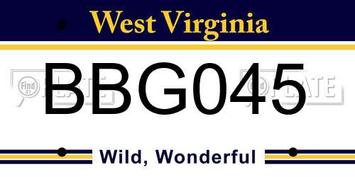 BBG045 West Virginia License Plate