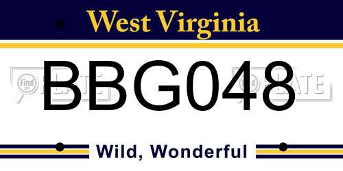 BBG048 West Virginia License Plate