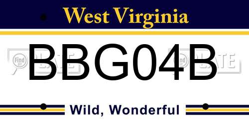 BBG04B West Virginia License Plate