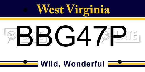 BBG47P West Virginia License Plate