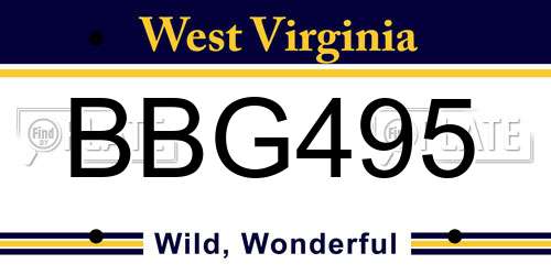 BBG495 West Virginia License Plate
