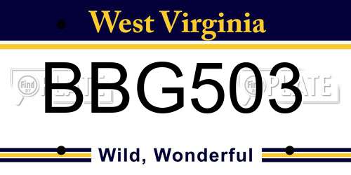 BBG503 West Virginia License Plate