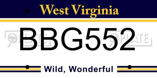 BBG552 West Virginia License Plate