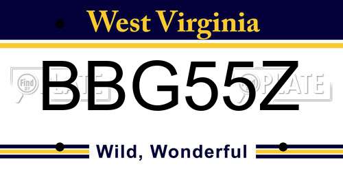 BBG55Z West Virginia License Plate