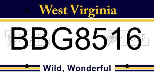 BBG8516 West Virginia License Plate