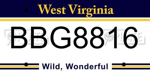 BBG8816 West Virginia License Plate