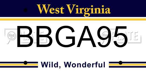 BBGA95 West Virginia License Plate