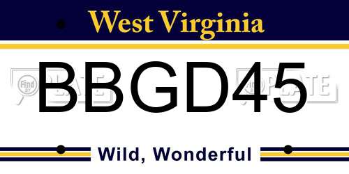 BBGD45 West Virginia License Plate