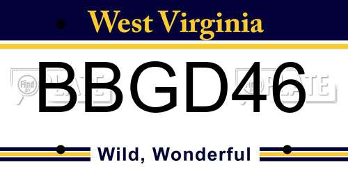 BBGD46 West Virginia License Plate