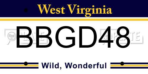 BBGD48 West Virginia License Plate