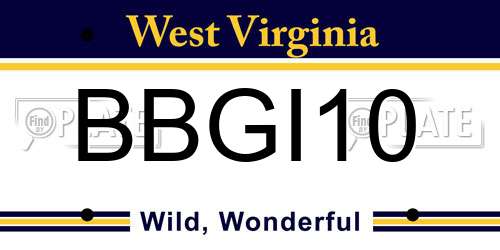 BBGI10 West Virginia License Plate