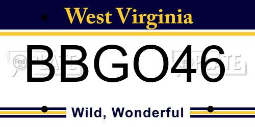 BBGO46 West Virginia License Plate