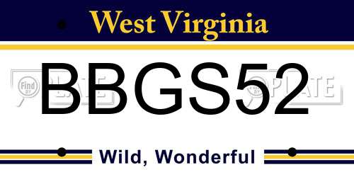BBGS52 West Virginia License Plate