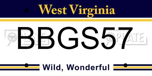 BBGS57 West Virginia License Plate