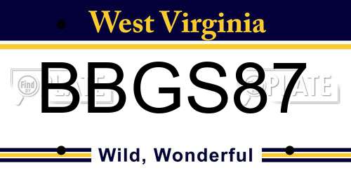 BBGS87 West Virginia License Plate
