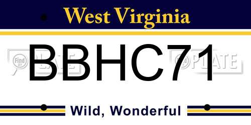 BBHC71 West Virginia License Plate