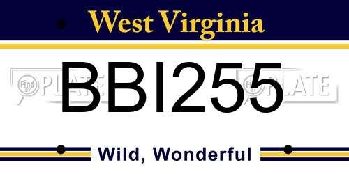 BBI255 West Virginia License Plate