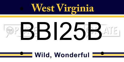 BBI25B West Virginia License Plate