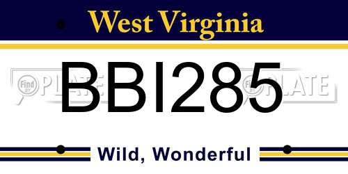 BBI285 West Virginia License Plate