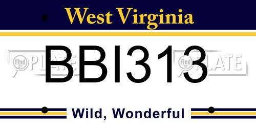 BBI313 West Virginia License Plate