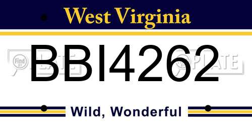 BBI4262 West Virginia License Plate