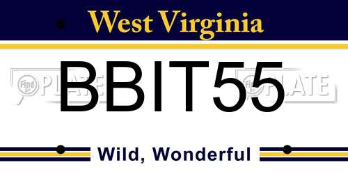 BBIT55 West Virginia License Plate