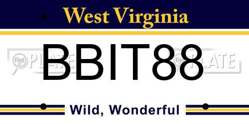 BBIT88 West Virginia License Plate