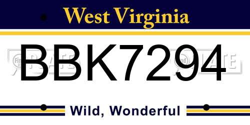 BBK7294 West Virginia License Plate
