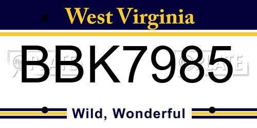 BBK7985 West Virginia License Plate