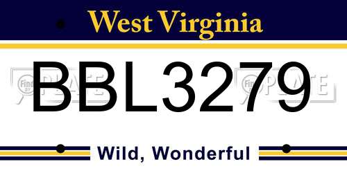 BBL3279 West Virginia License Plate