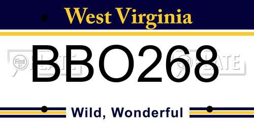 BBO268 West Virginia License Plate