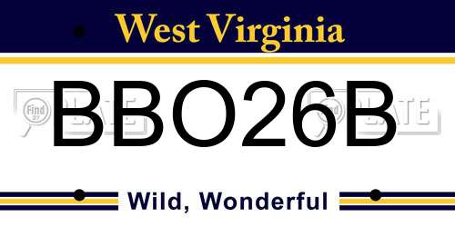 BBO26B West Virginia License Plate