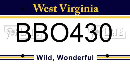 BBO430 West Virginia License Plate