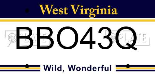 BBO43Q West Virginia License Plate