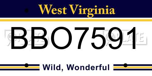 BBO7591 West Virginia License Plate