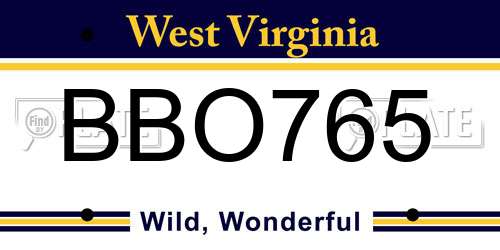BBO765 West Virginia License Plate