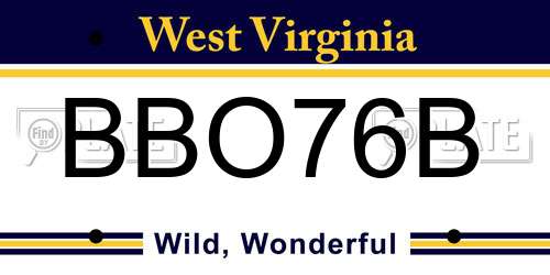 BBO76B West Virginia License Plate