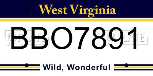 BBO7891 West Virginia License Plate