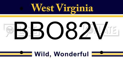 BBO82V West Virginia License Plate