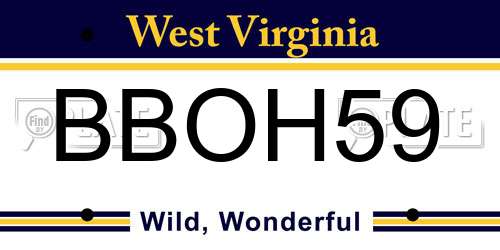 BBOH59 West Virginia License Plate