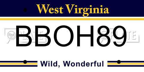 BBOH89 West Virginia License Plate