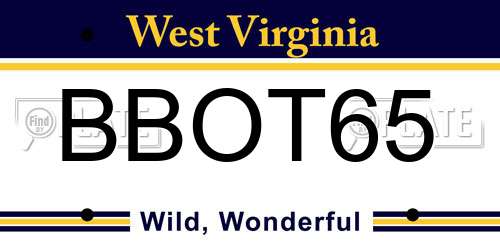 BBOT65 West Virginia License Plate