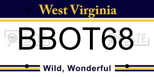 BBOT68 West Virginia License Plate