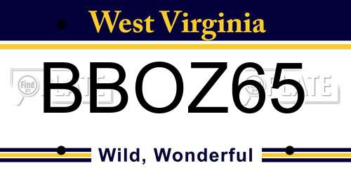 BBOZ65 West Virginia License Plate
