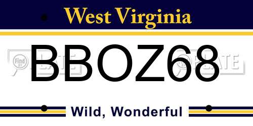 BBOZ68 West Virginia License Plate