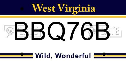 BBQ76B West Virginia License Plate