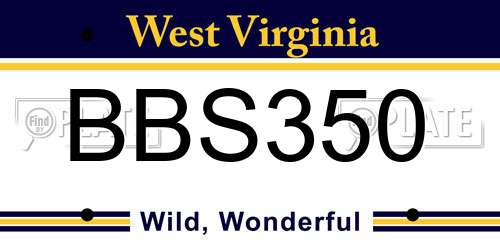 BBS350 West Virginia License Plate