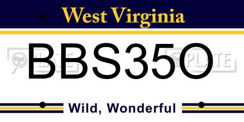 BBS35O West Virginia License Plate